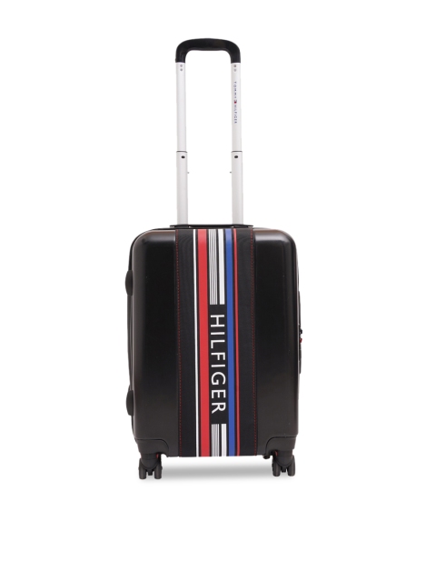 

Tommy Hilfiger Black & Red Solid Hard-Sided Medium Trolley Suitcase, Brown