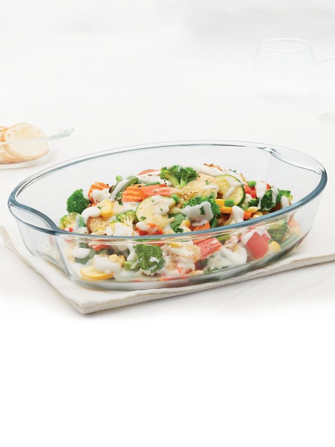 

BOROSIL Transparent Borosil Borosilicate Glass Oval Baking Dish Container