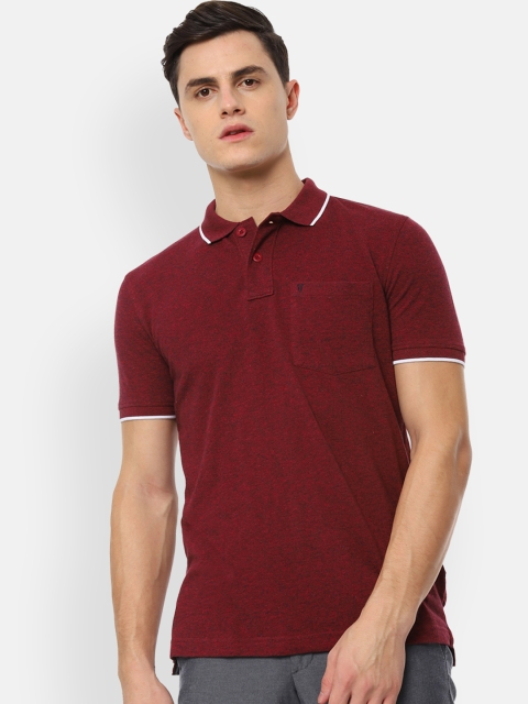 

Van Heusen Sport Men Maroon Self Design Polo Collar Pure Cotton T-shirt