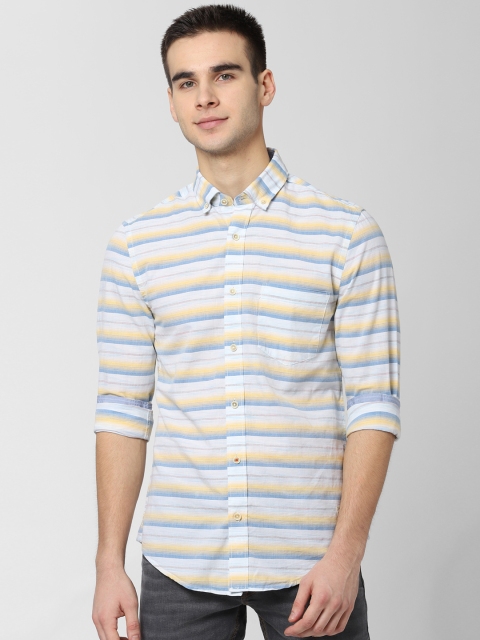 

Peter England Casuals Men White & Yellow Slim Fit Striped Casual Shirt
