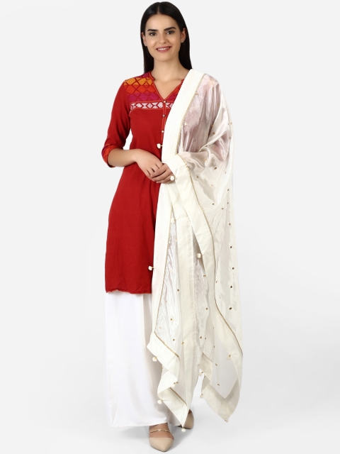 

amraoo White Polka Dots Print Dupatta