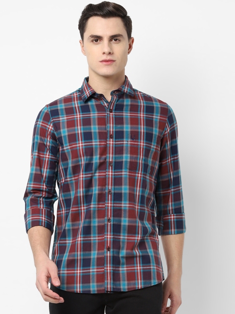 

Allen Solly Men Blue & Maroon Slim Fit Checked Casual Shirt
