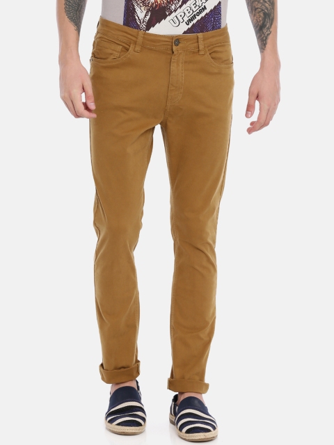 

Breakbounce Men Camel Brown Slim Fit Solid Regular Trousers