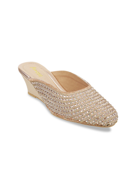 

Metro Women Gold Embellished Heeled Mules