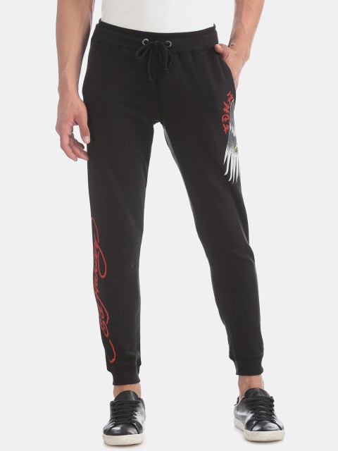 

Ed Hardy Men Black & Red Printed Slim-Fit Joggers