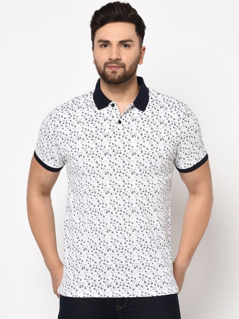 

98 Degree North Men White Printed Polo Collar T-shirt