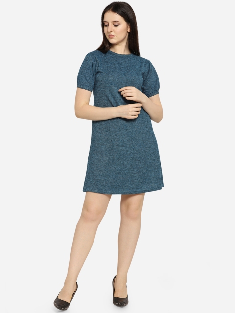 

Smarty Pants Women Teal Blue Solid A-Line Dress
