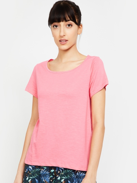 

Ginger by Lifestyle Women Pink Solid Lounge T-Shirt