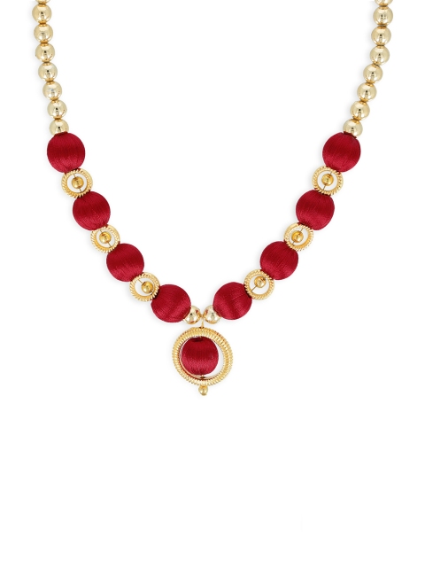 

AKSHARA Gold-Toned And Red Handcrafted Beaded Necklace