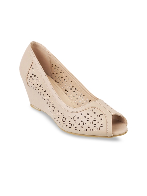 

Mochi Women Beige Solid Peep Toes