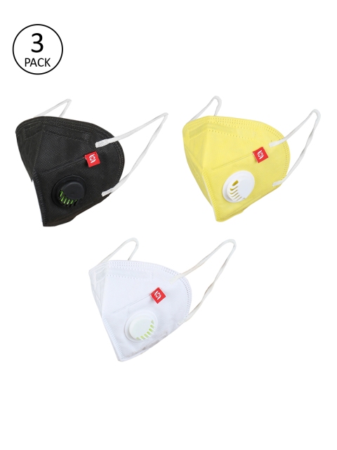 

Swiss Design Unisex 3 Pcs 5 Ply Valved Anti-Pollution Reusable KN95 Masks, Multi