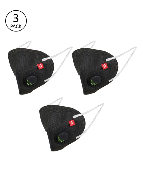 

Swiss Design Unisex 3 Pcs Black 5-Ply Anti-Pollution Valved KN95 Masks