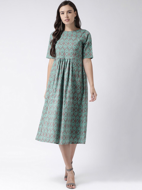 

SIAH Women Grey Printed Empire Dress
