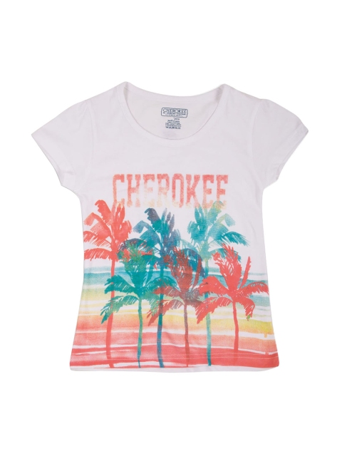 

Cherokee Girls White Printed Round Neck T-shirt