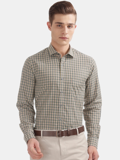 

Excalibur Men Green & Yellow Slim Fit Checked Formal Shirt