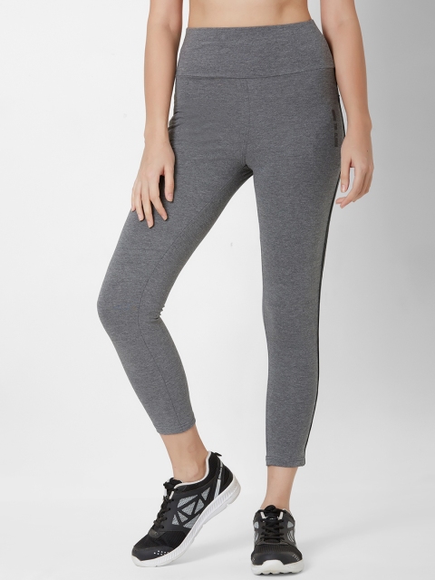 

Sweet Dreams Women Charcoal Grey Solid Cropped Tights with Side Stripes
