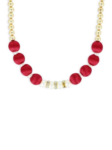 

AKSHARA Women Maroon & Gold Toned Handcrafted Necklace