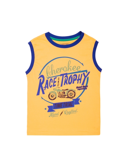 

Cherokee Boys Yellow Printed Round Neck T-shirt