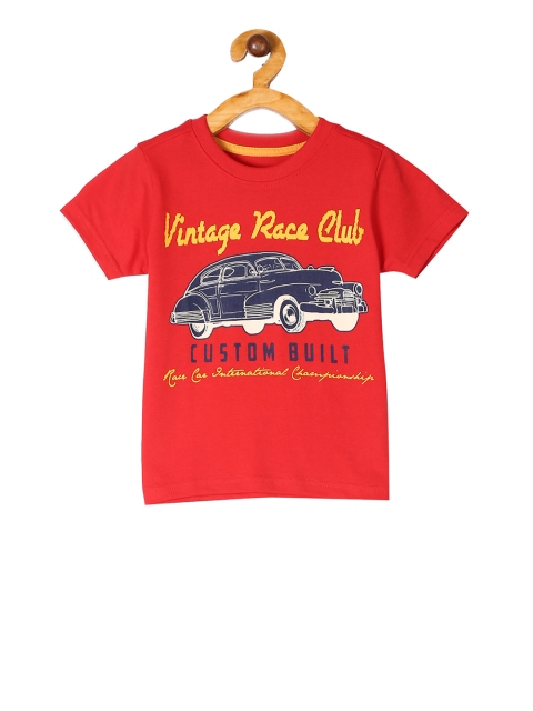 

Cherokee Boys Red & Navy Blue Printed Round Neck T-shirt