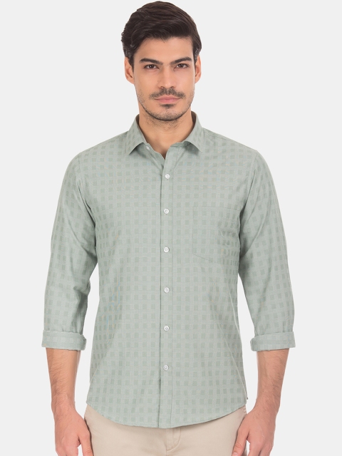 

Excalibur Men Green Slim Fit Checked Casual Shirt