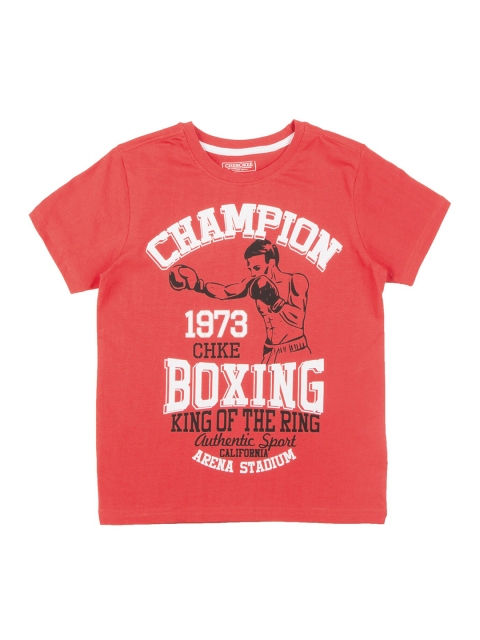 

Cherokee Boys Coral Red Printed Round Neck T-shirt