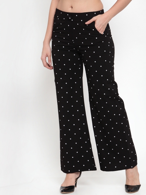 

Westwood Women Black Relaxed Loose Fit Printed Parallel Trousers