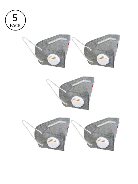 

Swiss Design Unisex 5 Pcs Grey 5 Ply Valved Anti-Pollution Reusable KN95 Masks