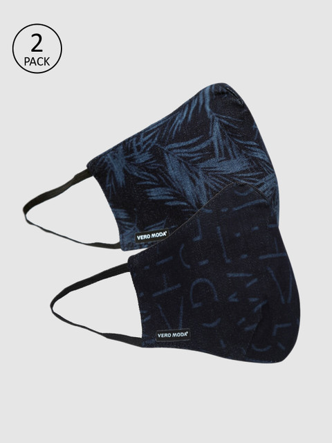

Vero Moda Woman Pack of 2 Pcs Navy Blue Reusable 3-Ply Protective Outdoor Denim Masks