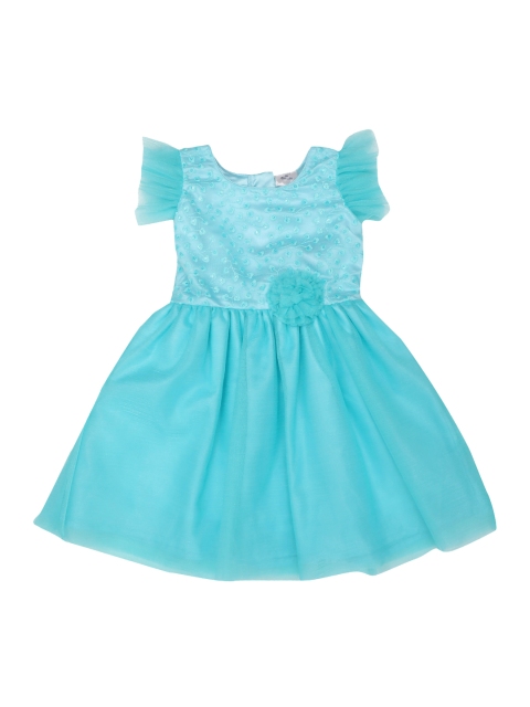 

Doodle Girls Blue Self Design A-Line Dress