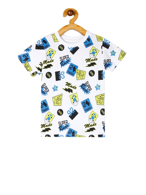 

Cherokee Boys White & Blue Printed Round Neck T-shirt
