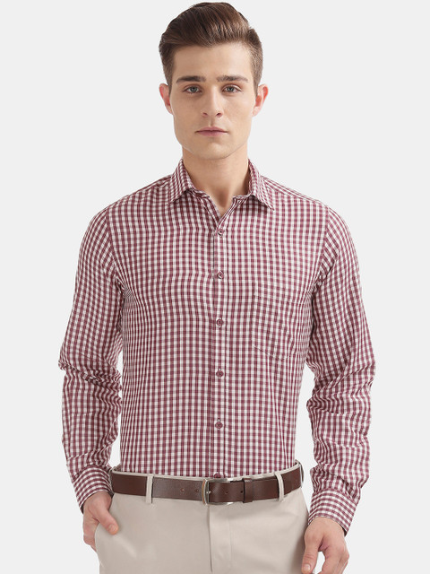 

Excalibur Men Maroon & White Slim Fit Checked Formal Shirt