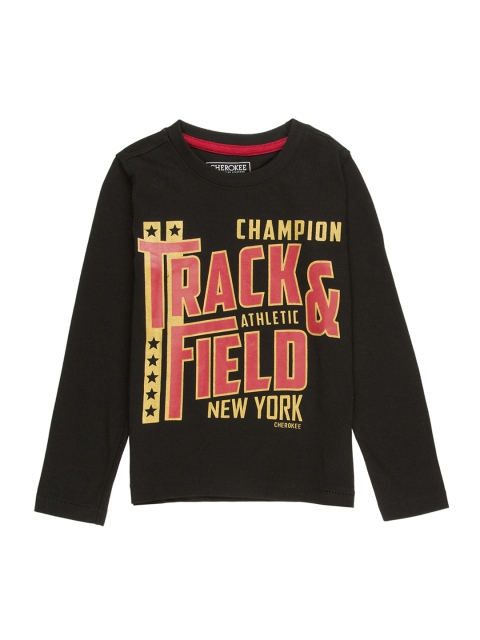

Cherokee Boys Black & Yellow Printed Round Neck T-shirt