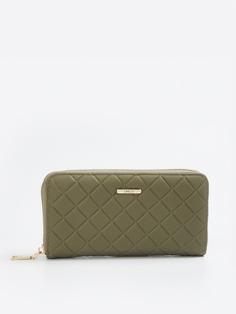 

Ginger by Lifestyle Women Olive Green Solid Zip Around Wallet