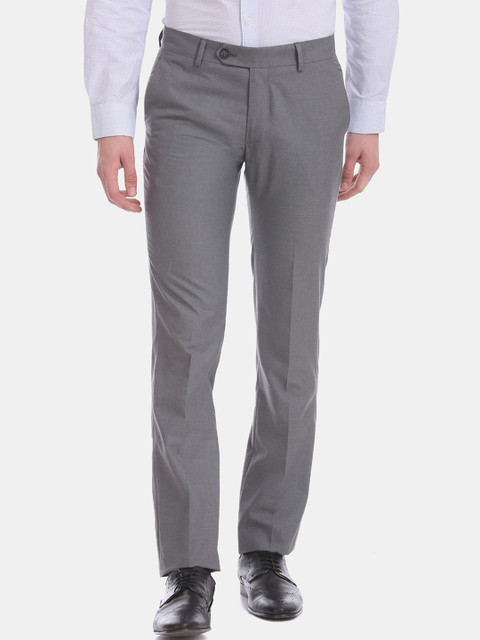 

AD By Arvind Men Grey Regular Fit Solid Formal Trousers