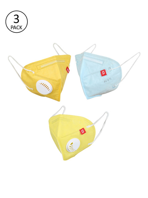 

Swiss Design Unisex 3 Pcs 5 Ply Valved Anti-Pollution Reusable KN95 Masks, Multi