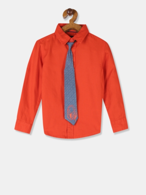 

Cherokee Boys Red Regular Fit Solid Casual Shirt