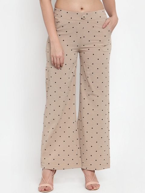 

Westwood Women Beige Relaxed Loose Fit Polka Dot Printed Parallel Trousers