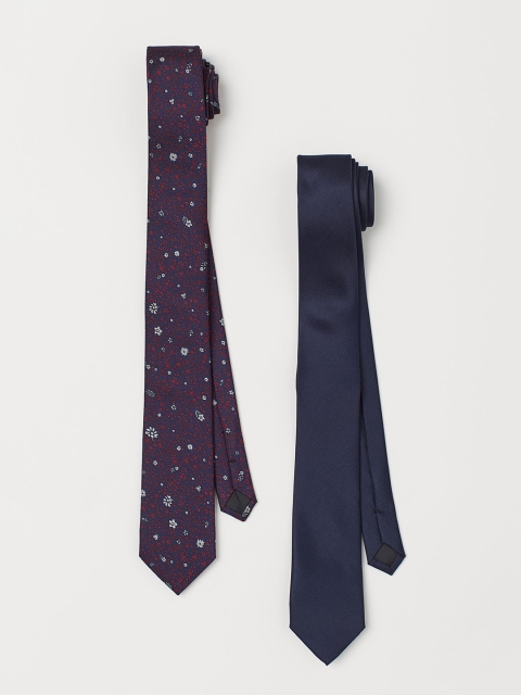 

H&M Men 2-Pack Satin Ties, Navy blue