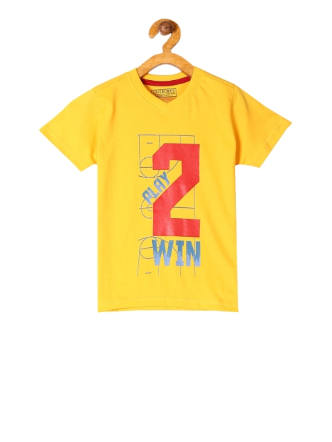 

Cherokee Boys Yellow & Blue Printed V-Neck T-shirt