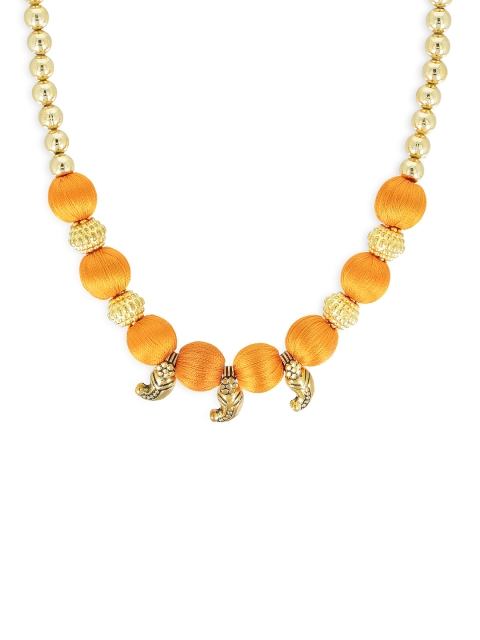

AKSHARA Women Gold Toned & Yellow Handcrafted Necklace