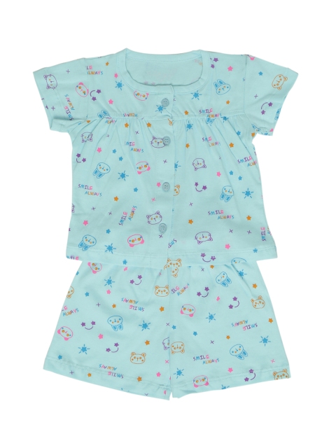 Chipbeys Girls Sea Green Printed Night suit
