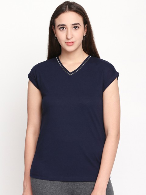 

Forever Glam by Pantaloons Women Navy Blue Solid Top