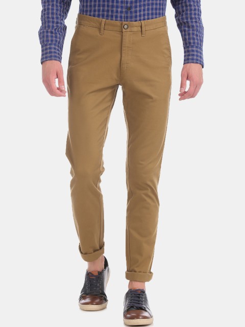 

U.S. Polo Assn. Men Brown Slim Fit Solid Regular Trousers