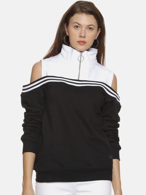 

Campus Sutra Women Black Solid Sweatshirt