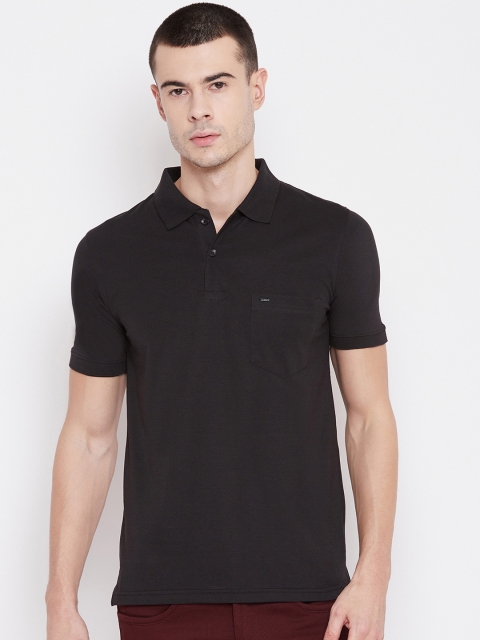 

Okane Men Black Solid Polo Collar T-shirt