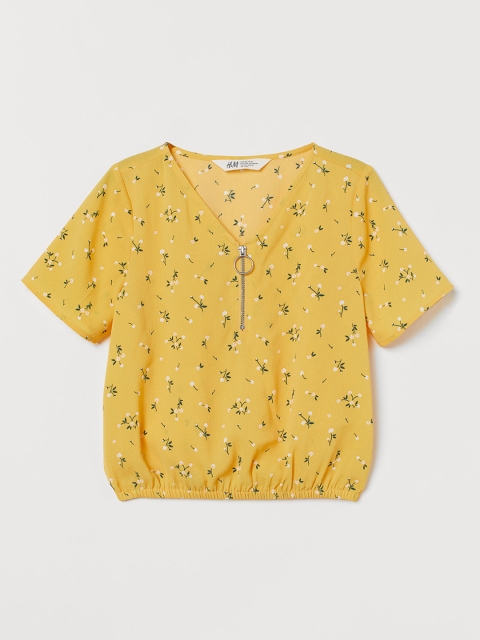 

H&M Women Yellow Zip-detail blouse
