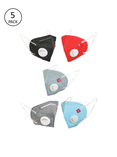 

Swiss Design Unisex 5 Pcs 5-Ply Reusable Valved Anti-Pollution KN95 Outdoor Masks, Multi