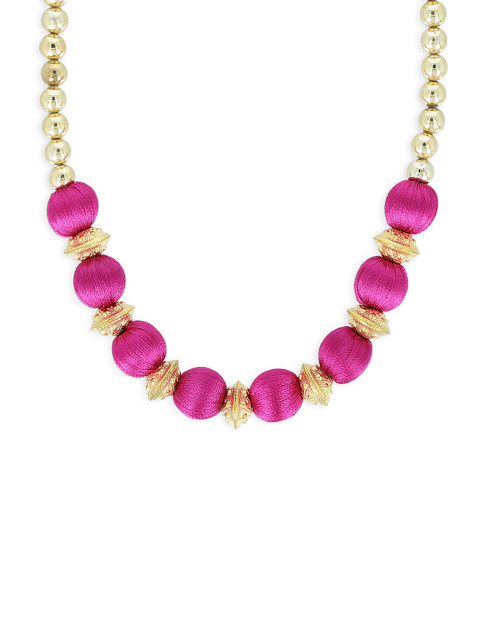 

AKSHARA Gold-Toned And Pink Handcrafted Beaded Necklace