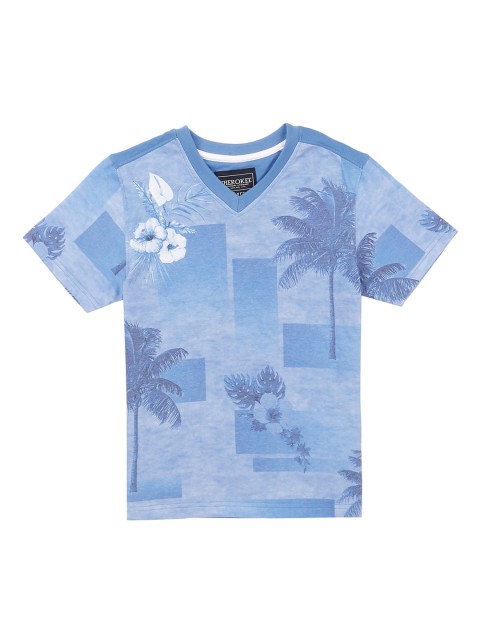 

Cherokee Boys Blue Printed V-Neck T-shirt