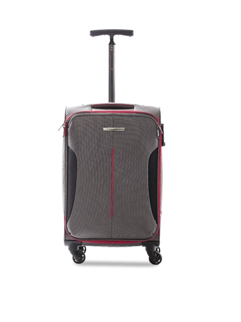 

Tommy Hilfiger Unisex Grey Solid Soft-Sided Small Trolley Suitcase